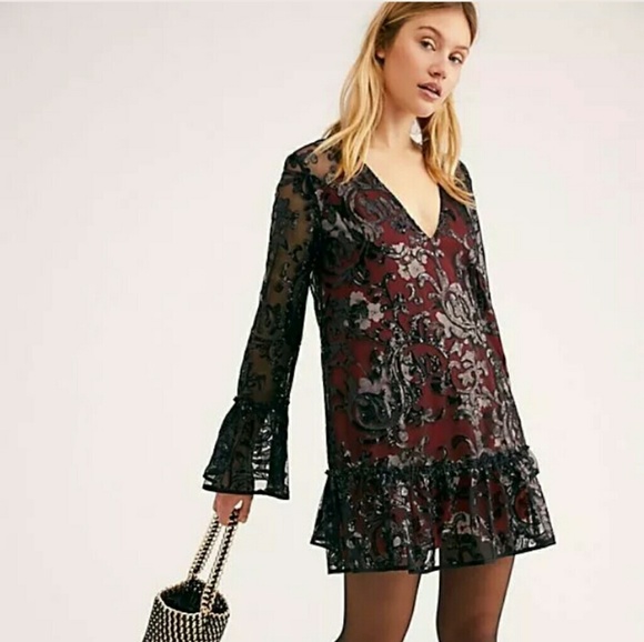 Free People Dresses & Skirts - Free People Falling Flowers Frock Sequin Dress